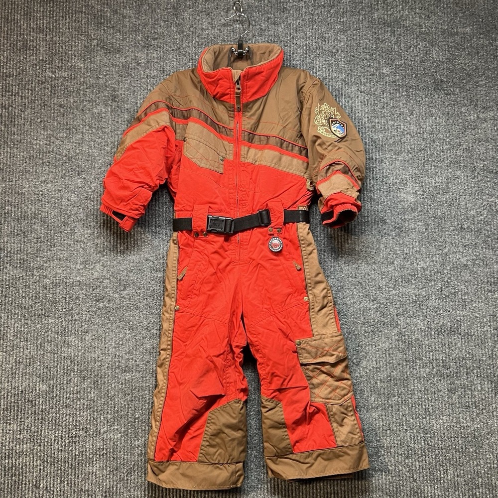 Vintage Obermeyer Kids Size 3 Ski Suit Brown Red Insulated Warm Snowboard Ski